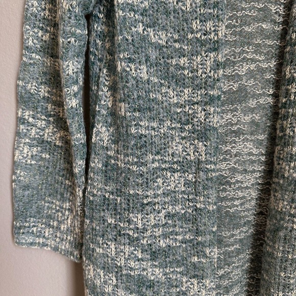 Soft Surroundings Open Front Cardigan Longline Open Knit Lightweight Metallic - Picture 3 of 11